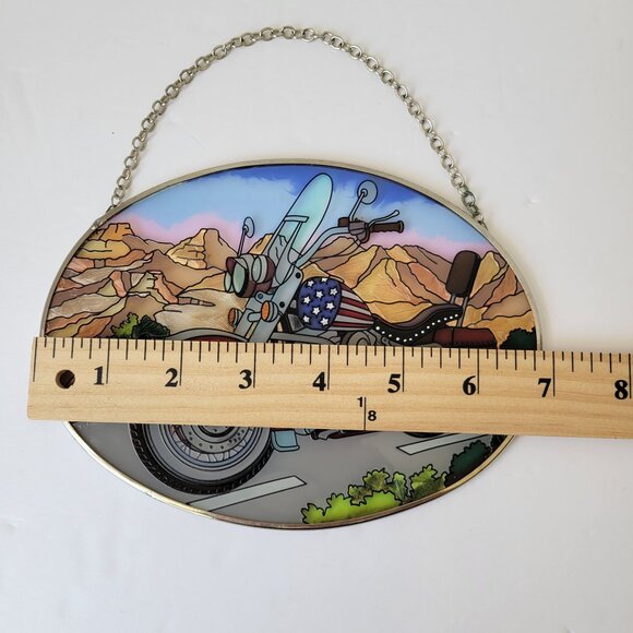 AMIA Studios Motorcycle Hand-Painted Glass Sun Catcher Harley Davidson EUC - Picture 4 of 5